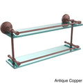 Antique Copper 22 inch Double Glass Shelf with Gallery Rail R3878