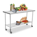 Stainless Steel Work Table 36 x 24 Inches with Caster and Undershelf P624