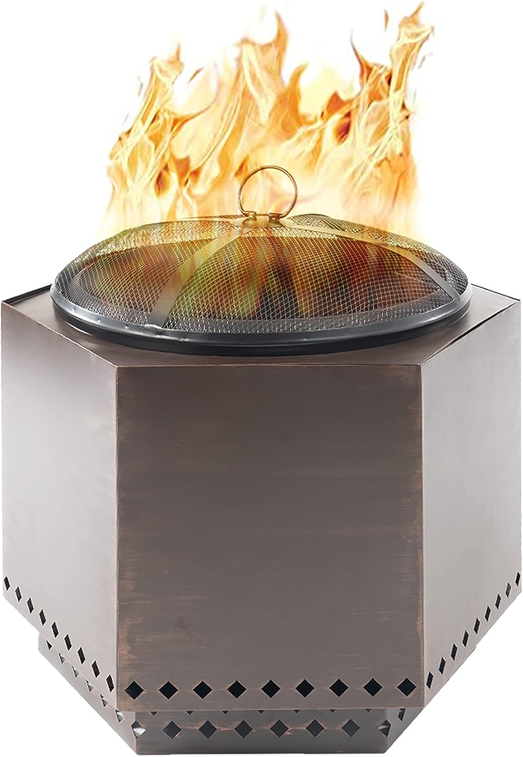 23.5 Inch Smokeless Wood Burning Outdoor Fire Pit with Stand, Spark Screen, & Waterproof Cover, Black T13873