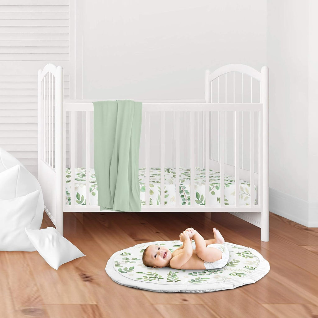 Green and White Floral Leaf Baby Playmat Pack of 2 X5937