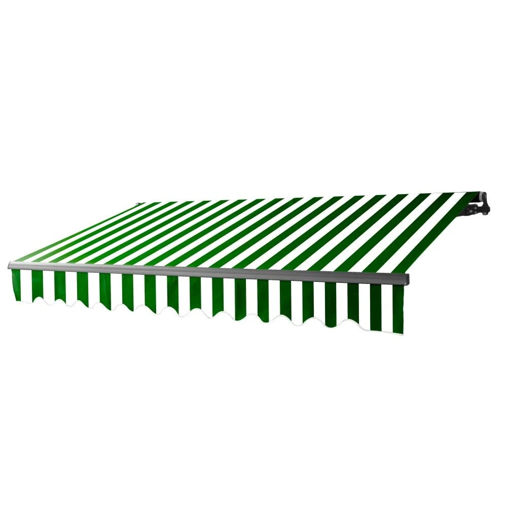Black Frame Motorized Retractable Patio Awning 13&x10& Green/White H24160
