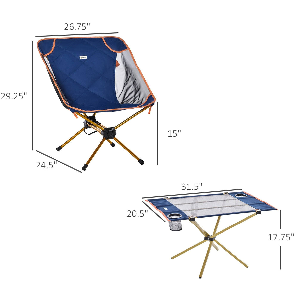 Lightweight Folding Camping Table Set with 2 Chairs and Carry Bag G96057
