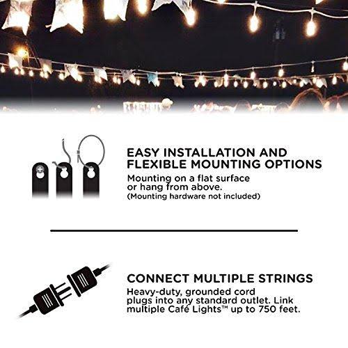Vintage Color-Changing LED Cafe Lights 12 Bulbs 24 ft. White Cord K560