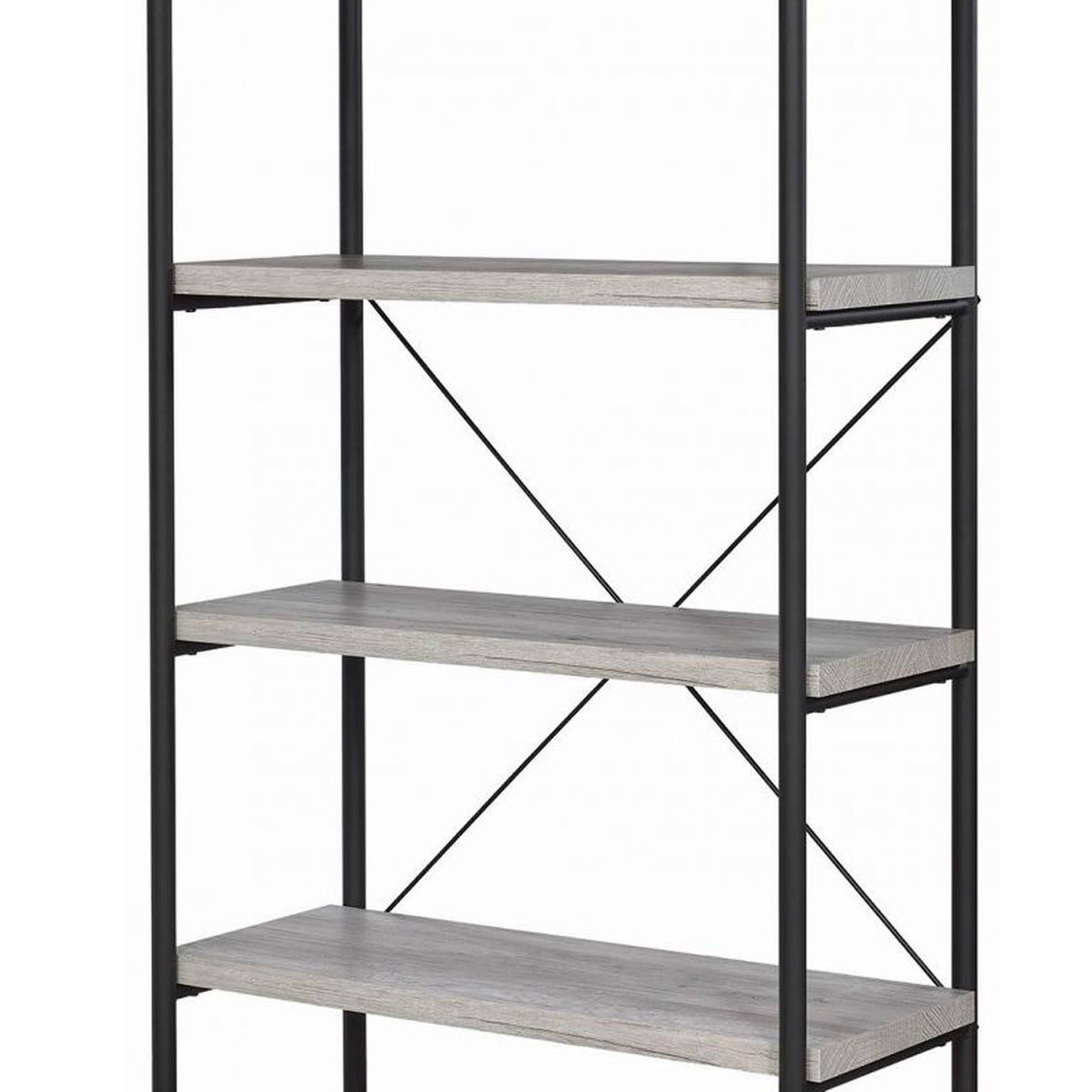 Gray Wood and Metal Open Bookcase R282