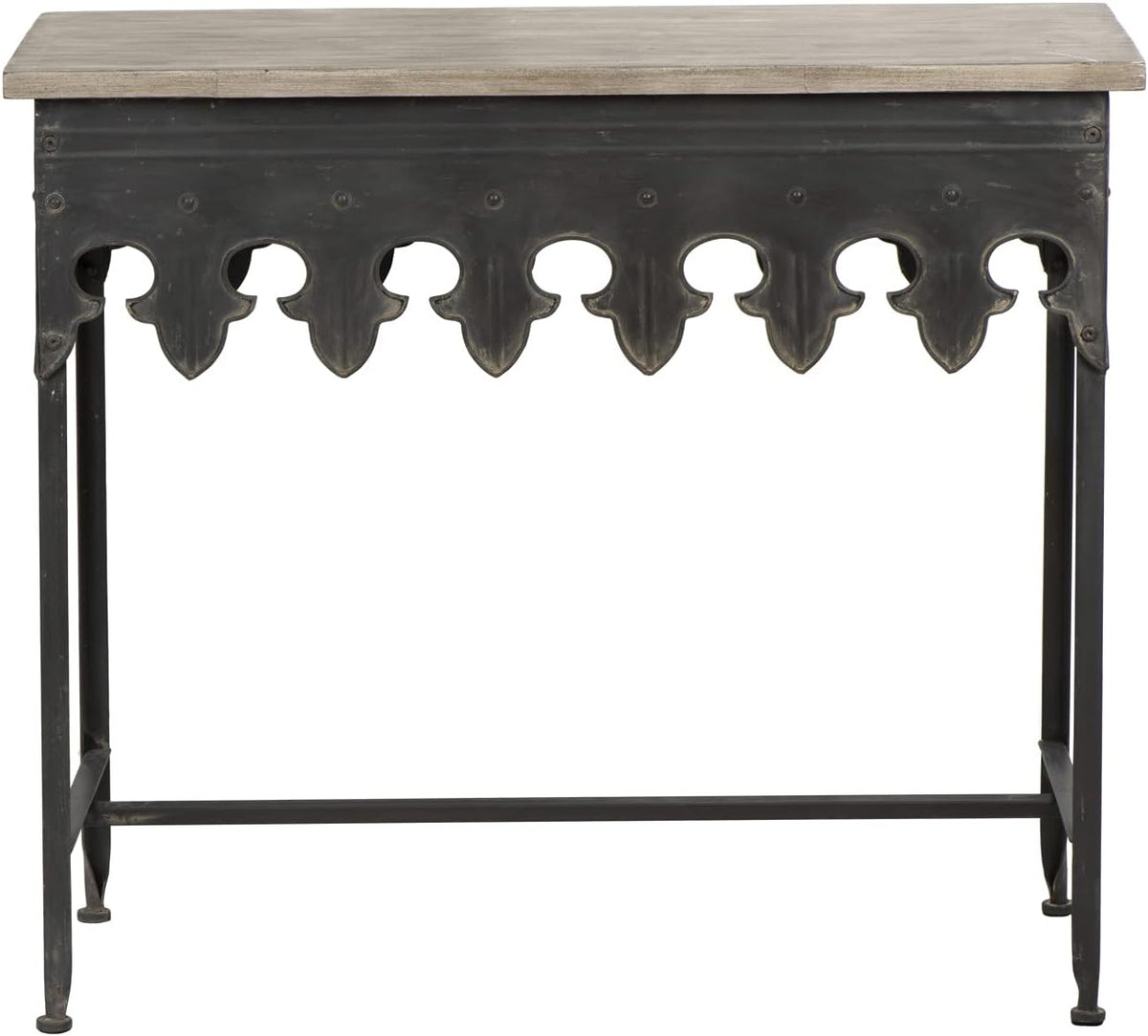 Metal Scalloped Edge Table Wood Top X899874