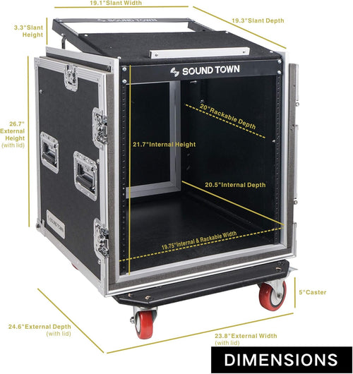 12U ATA Rack Case with 11U Slant Mixer Top and Casters K879