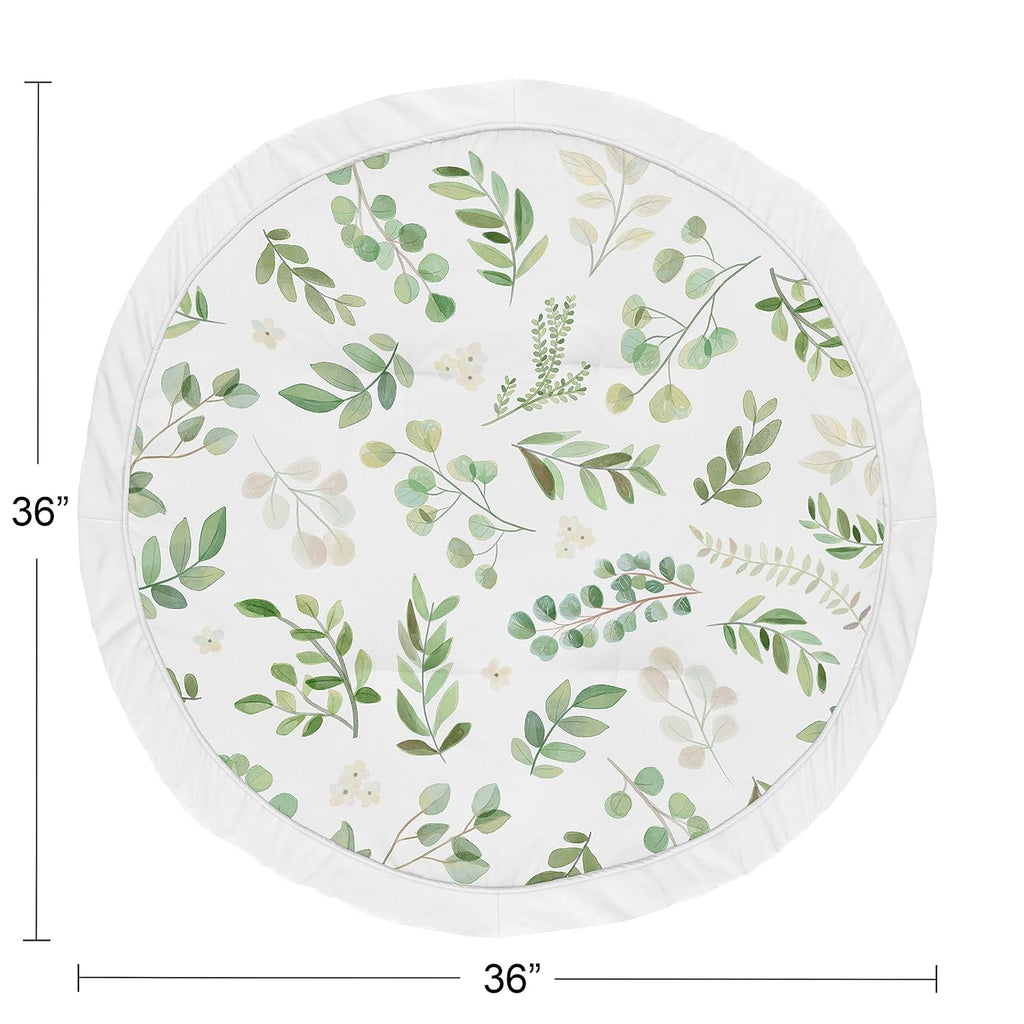 Green and White Floral Leaf Baby Playmat Pack of 2 X5937