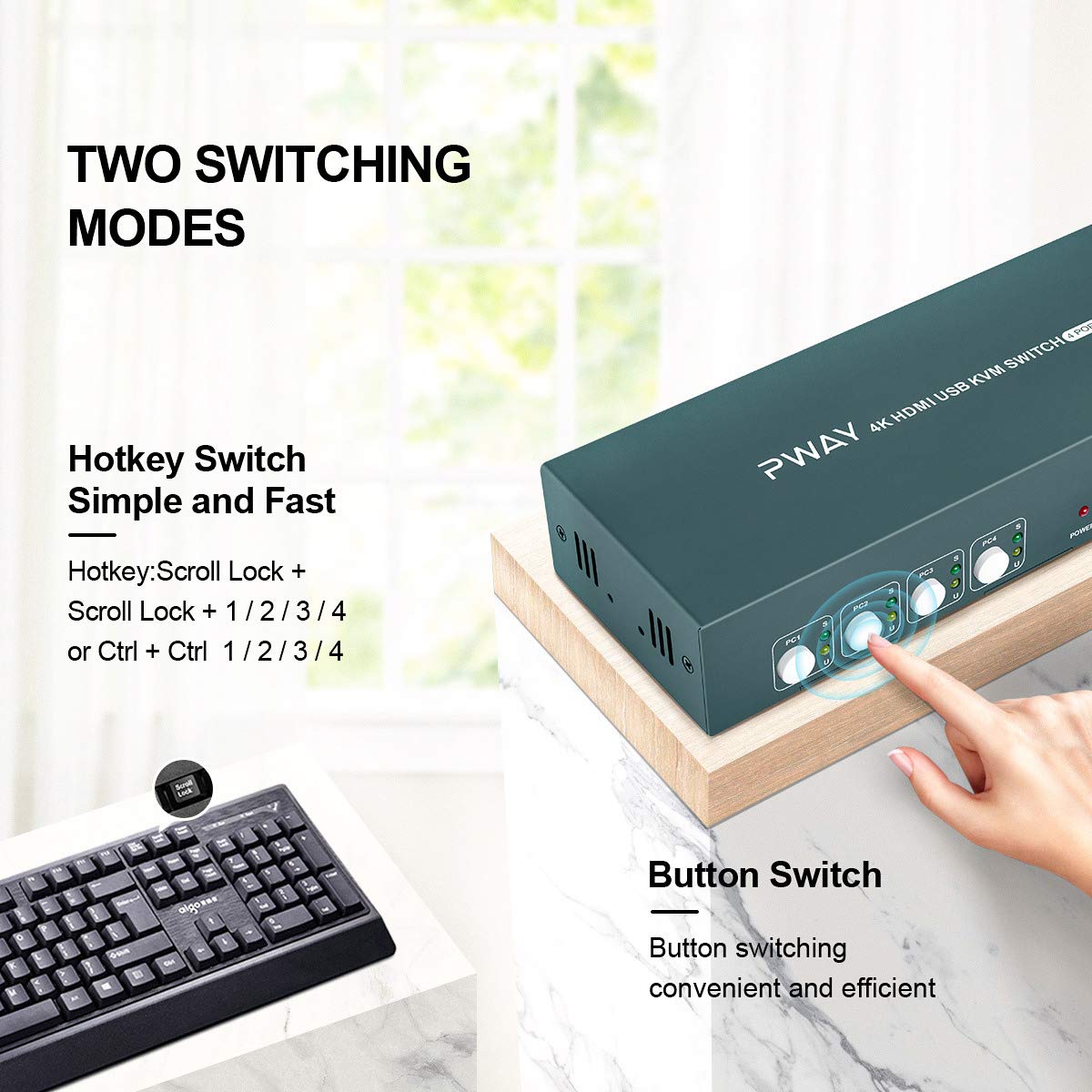 HDMI KVM Switch Dual Monitor 4 Port 4K@30Hz V812