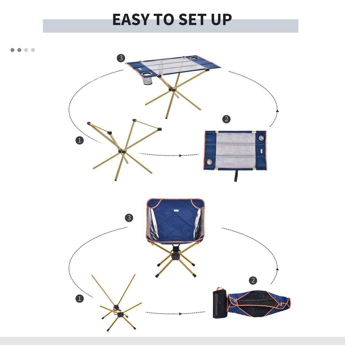 Lightweight Folding Camping Table Set with 2 Chairs and Carry Bag G96057