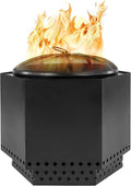 23.5 Inch Smokeless Wood Burning Outdoor Fire Pit with Stand, Spark Screen, & Waterproof Cover, Black T13873