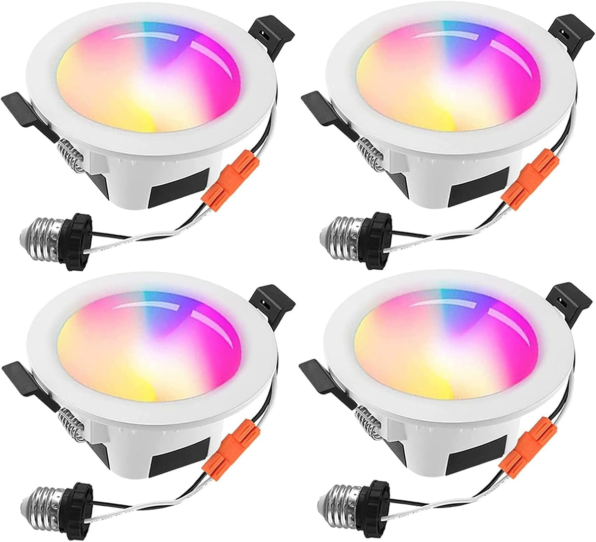 6 Inch RGBCW Dimmable LED Recessed Downlight, 4 Pack V374