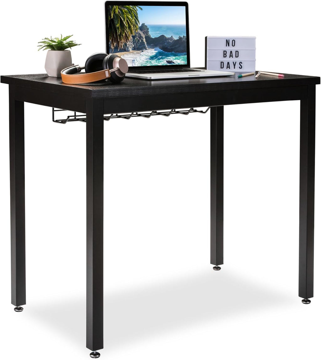 Small Computer Desk with Cable Management Tray, 36in Teak S97833