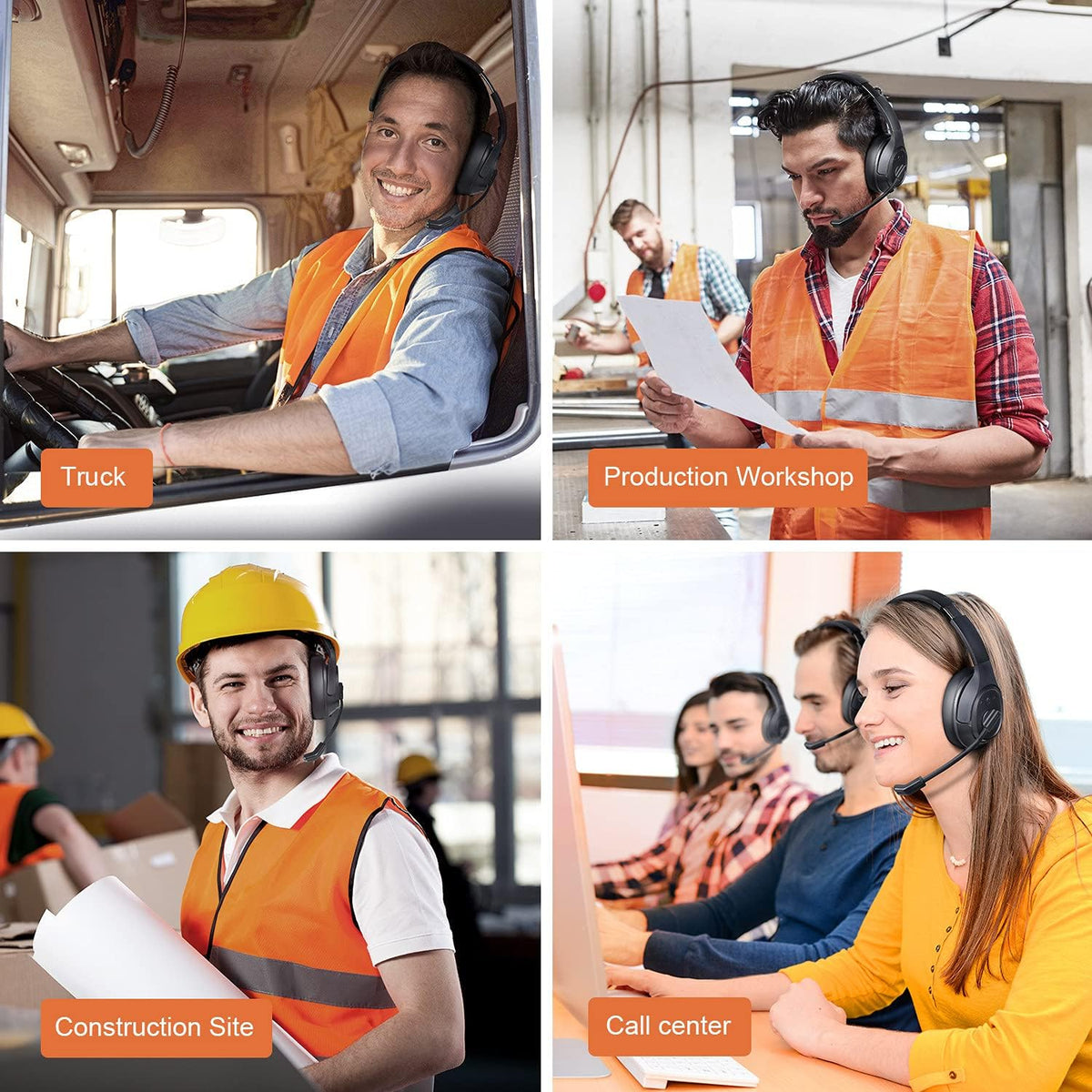 Noise Canceling Trucker Bluetooth Headset with Microphone Pack of 2 H21951