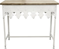 Metal Scalloped Edge Table Wood Top X899874