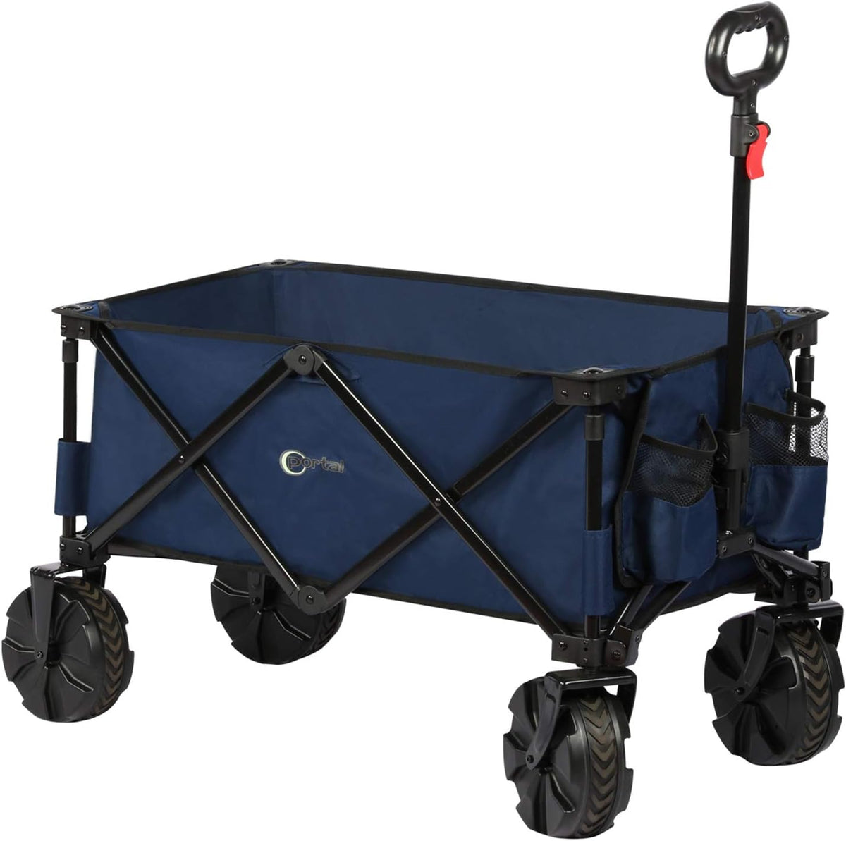 Collapsible Folding Utility Wagon Cart with 8 inches Wheels Black Q6816