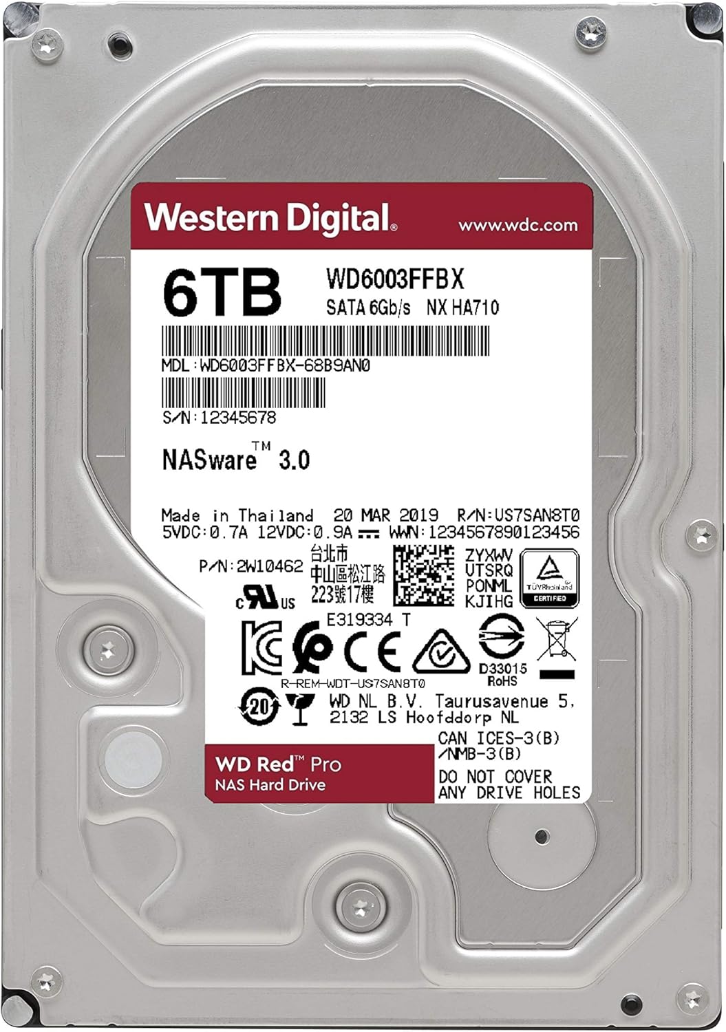 6TB NAS Internal Hard Drive HDD - 7200 RPM, SATA 6 Gb/s, CMR, 256 MB Cache, 3.5 Z921