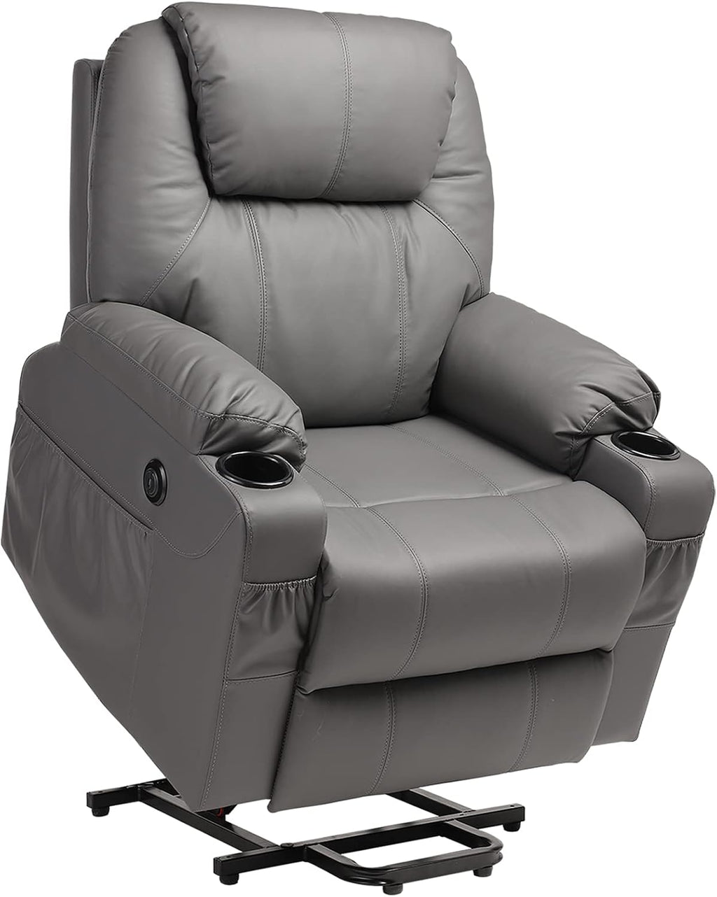 Black Velvet Massage Recliner with Cup Holders X625871