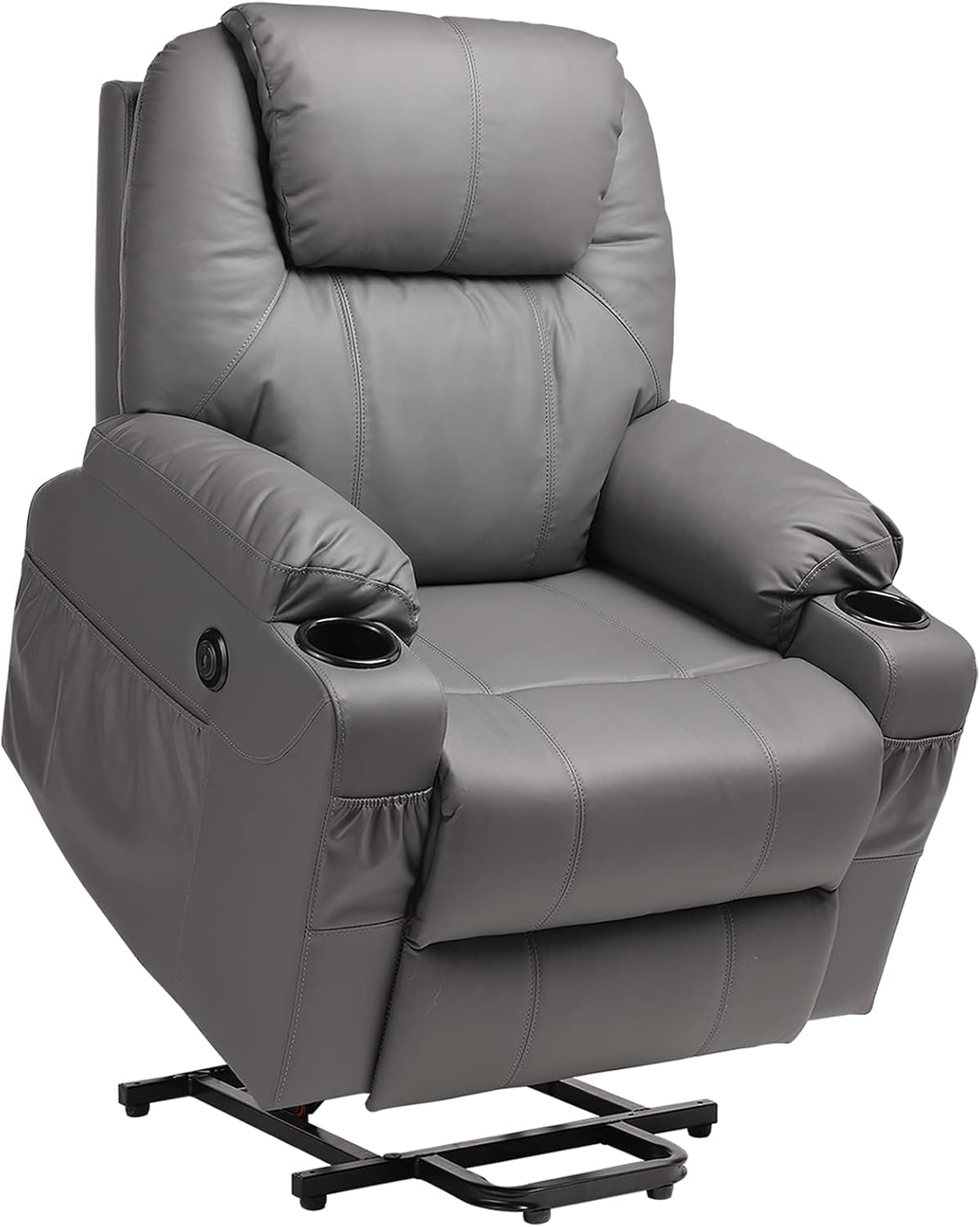Black Velvet Massage Recliner with Cup Holders X625871