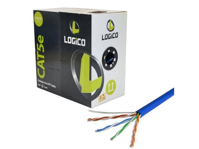 Cat5e UTP Plenum Cable 1000ft Blue + RJ45 Crimp Tool Plugs Kit P4490