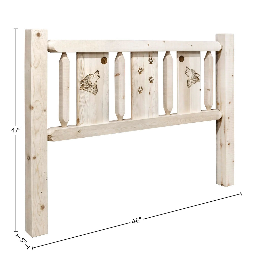 Twin Headboard with Laser Engraved Wolf Design D99012