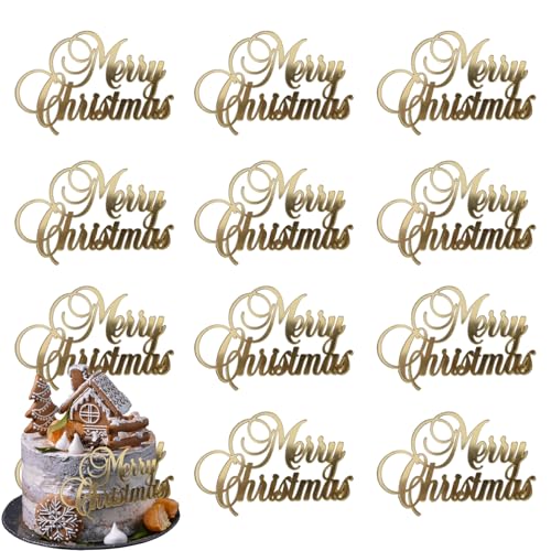12 Pcs Christmas Cake Toppers J70336
