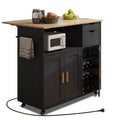 White Rolling Kitchen Island Cart with Drawer and Drop Leaf Countertop Q19183