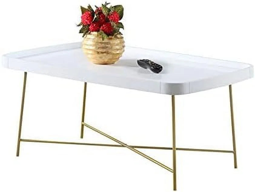 White Wood Coffee Table with X Legs W679010