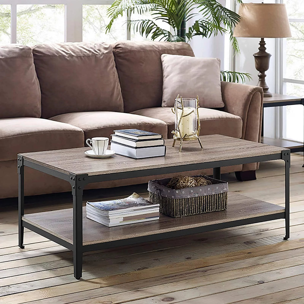 Rustic Metal and Wood Coffee Table X600