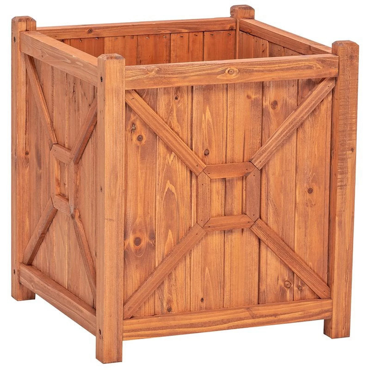 Medium Brown Wood Planter N33554