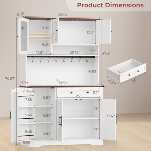 Black Kitchen Pantry Cabinet with Drawer and Doors X517497