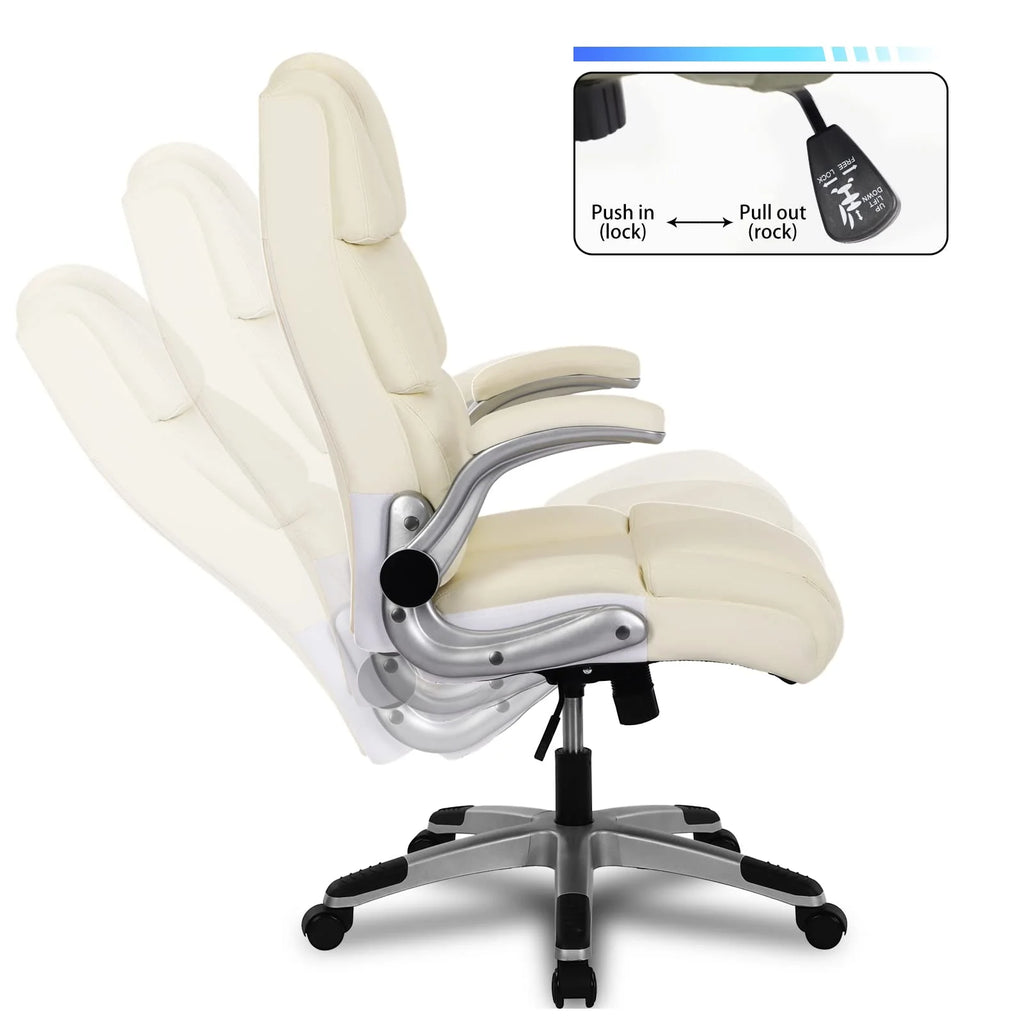 White Ergonomic Office Chair with Flip-up Armrests C55904