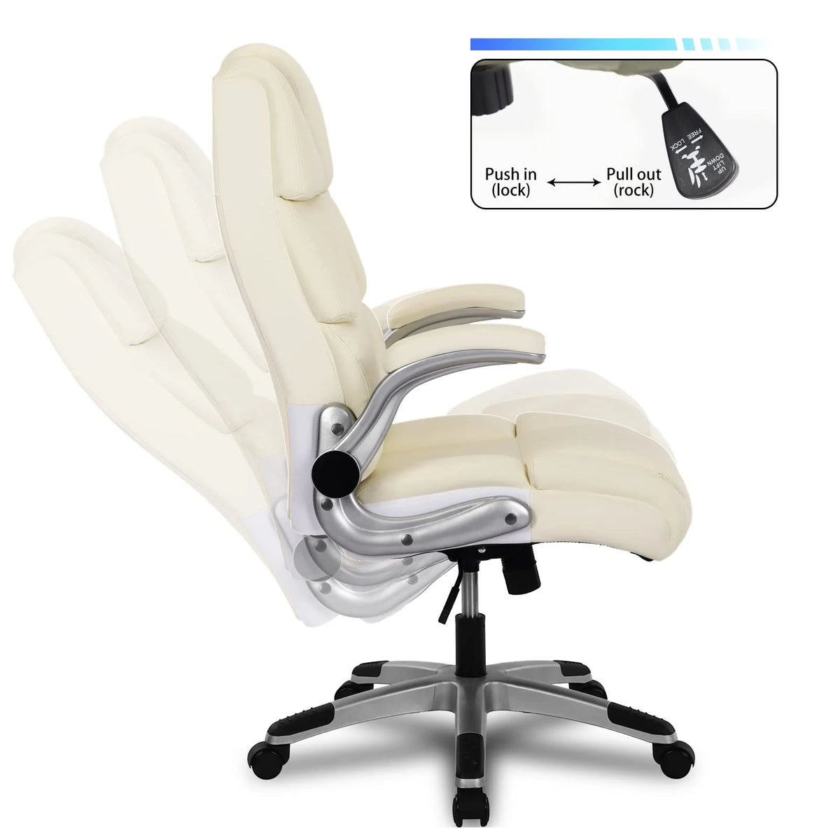 White Ergonomic Office Chair with Flip-up Armrests C55904