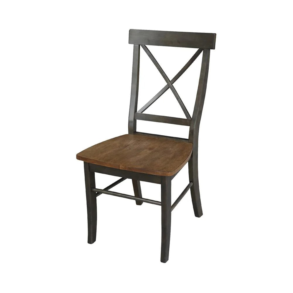 36" Round Wood Table with 2 X-Back Chairs 3 Piece Set Y842341