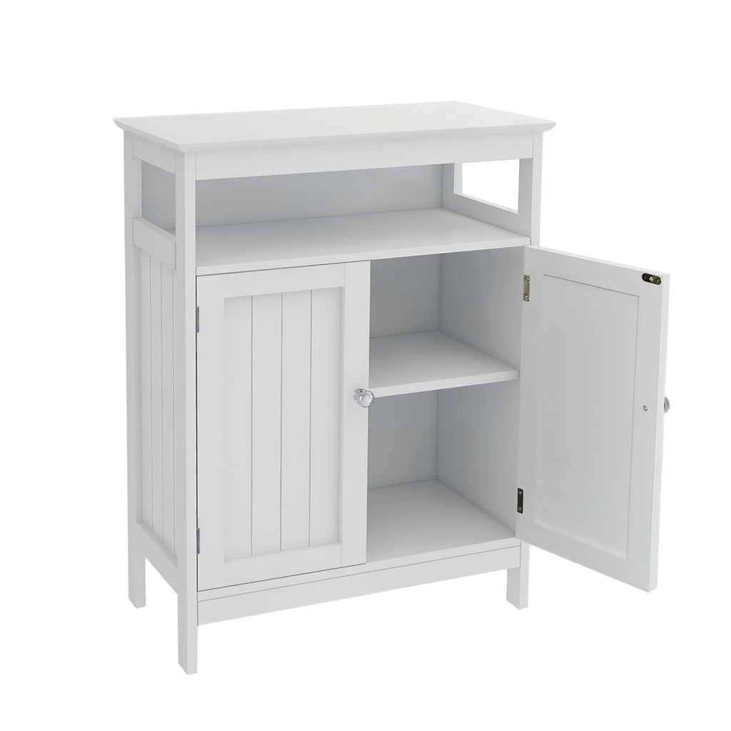 White Kitchen Storage Cabinet with Double Shutter Doors Z715260