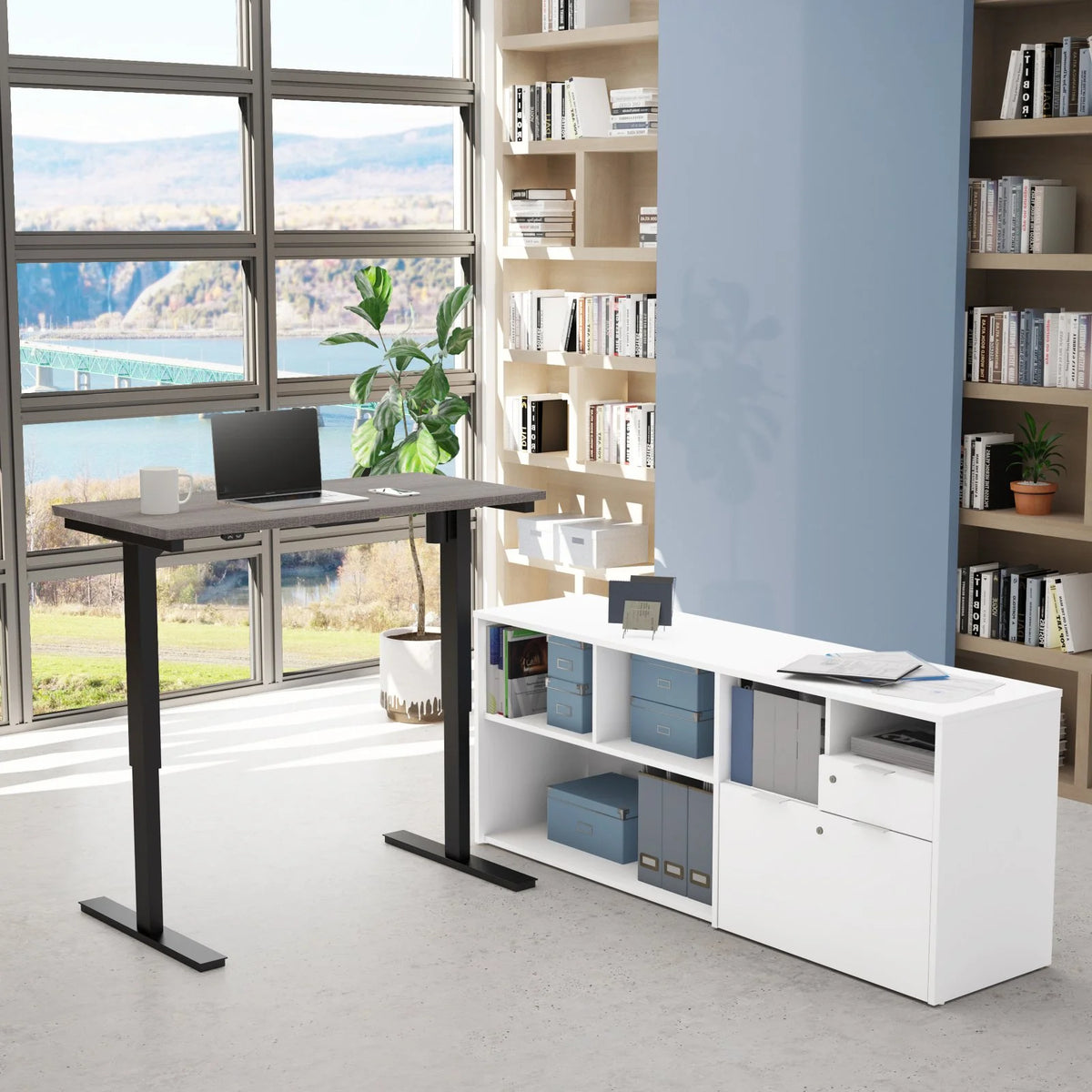Height Adjustable L-Desk D409357
