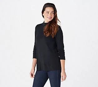 Black Mock-Neck Top E37073