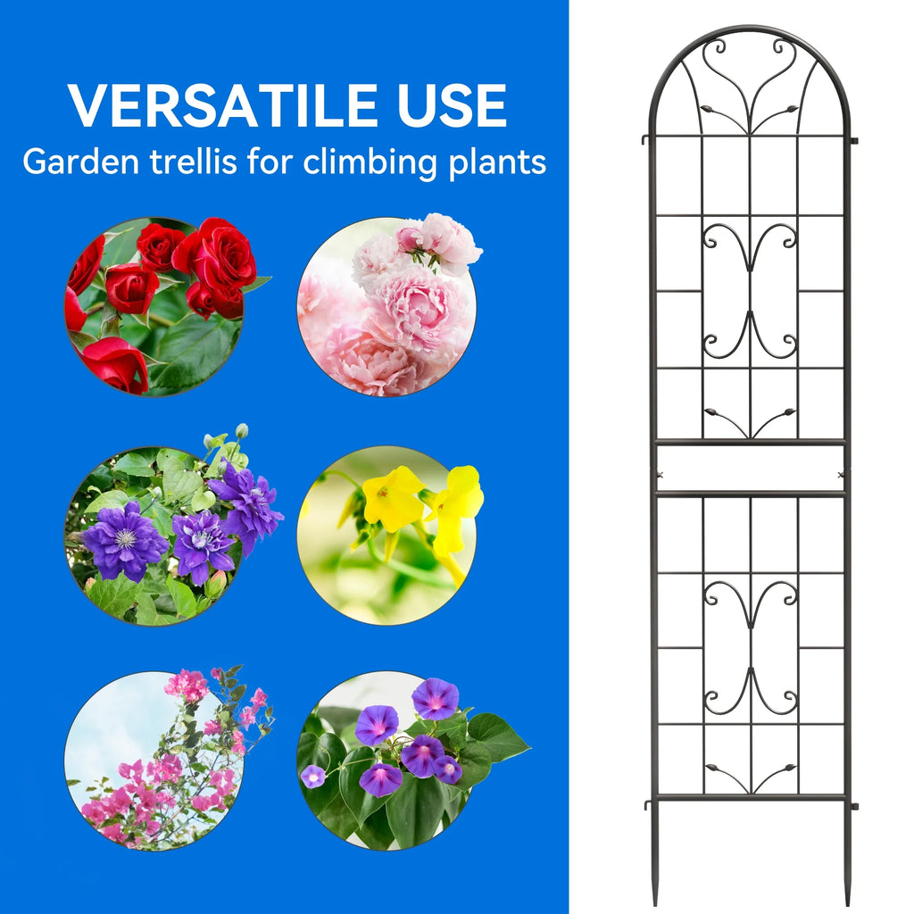 Metal Garden Arch Trellises 2 Pack Black Rust-Resistant D554