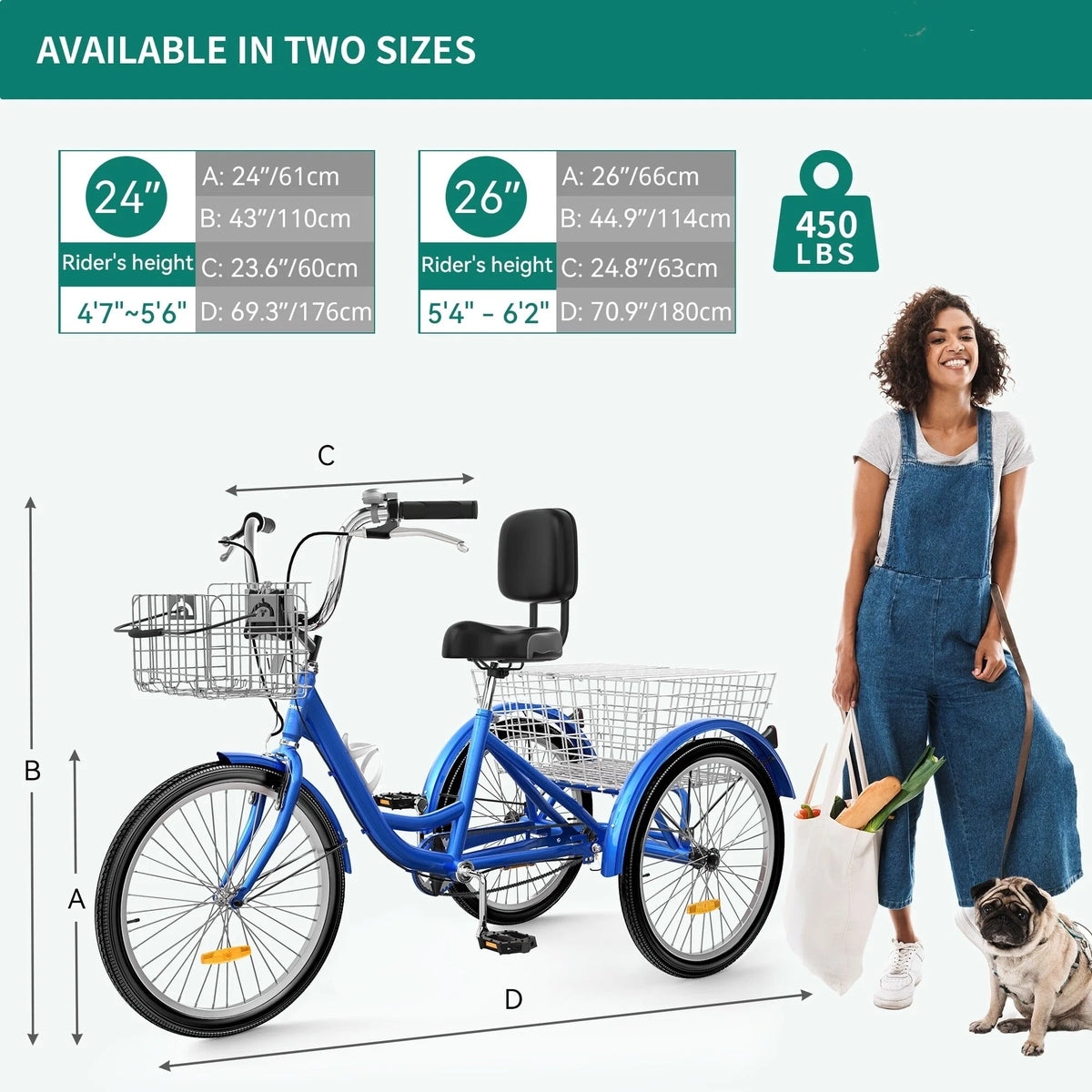 Blue 26 Adult Tricycle 3 Wheel Bike N516675
