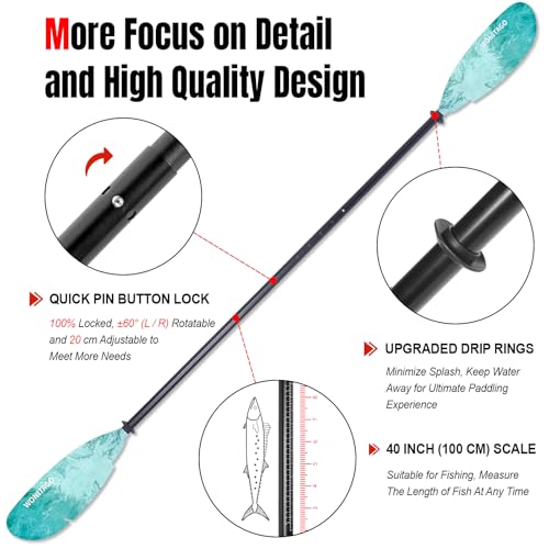 Aluminum Kayak Paddle with Plastic Blades and Paddle Leash, 3 Piece P29396