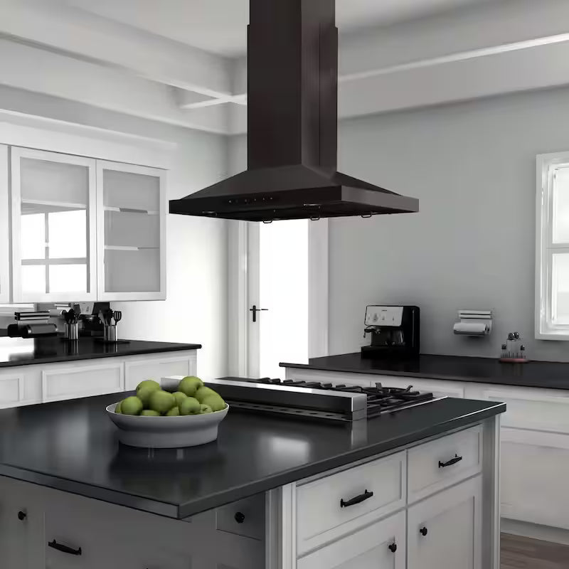 Black Stainless Steel Island Mount Range Hood W5164