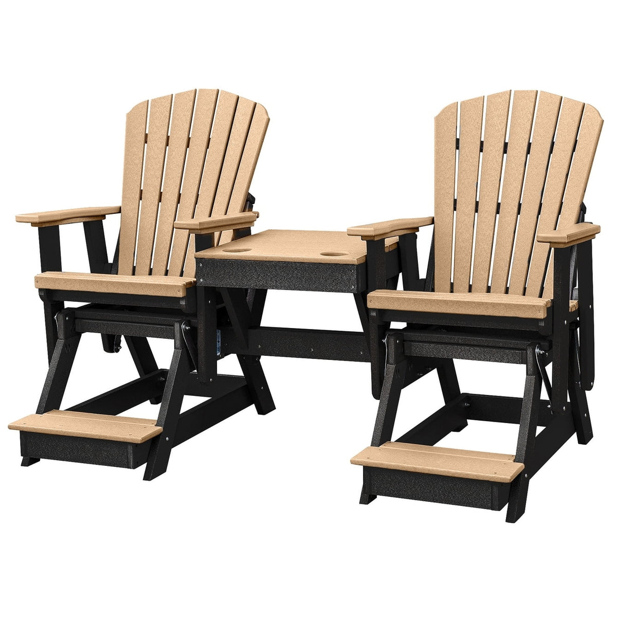 Cedar and Black Glider with Center Table Q950