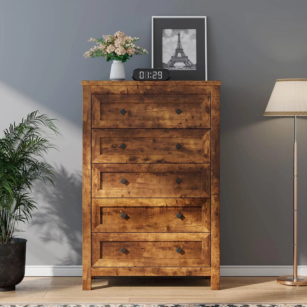 Farmhouse 5 Drawers Wood Dresser S829