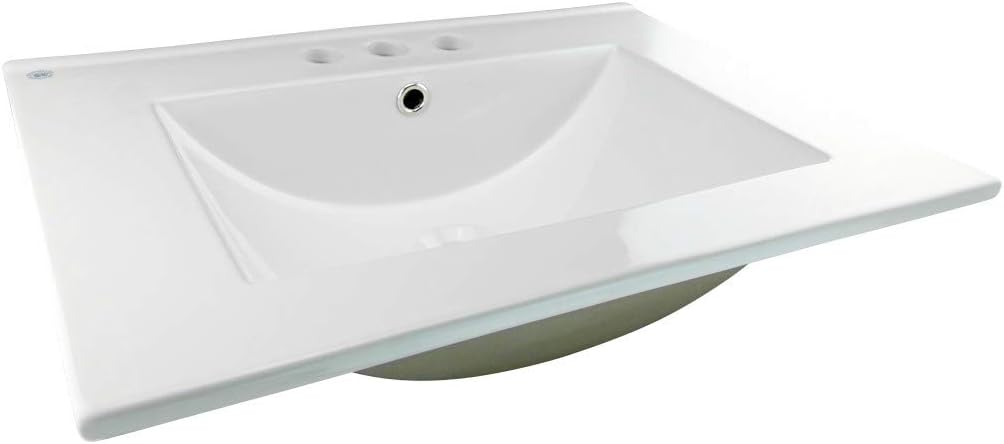 White Drop-in Rectangular Bathroom Sink with Overflow R5388