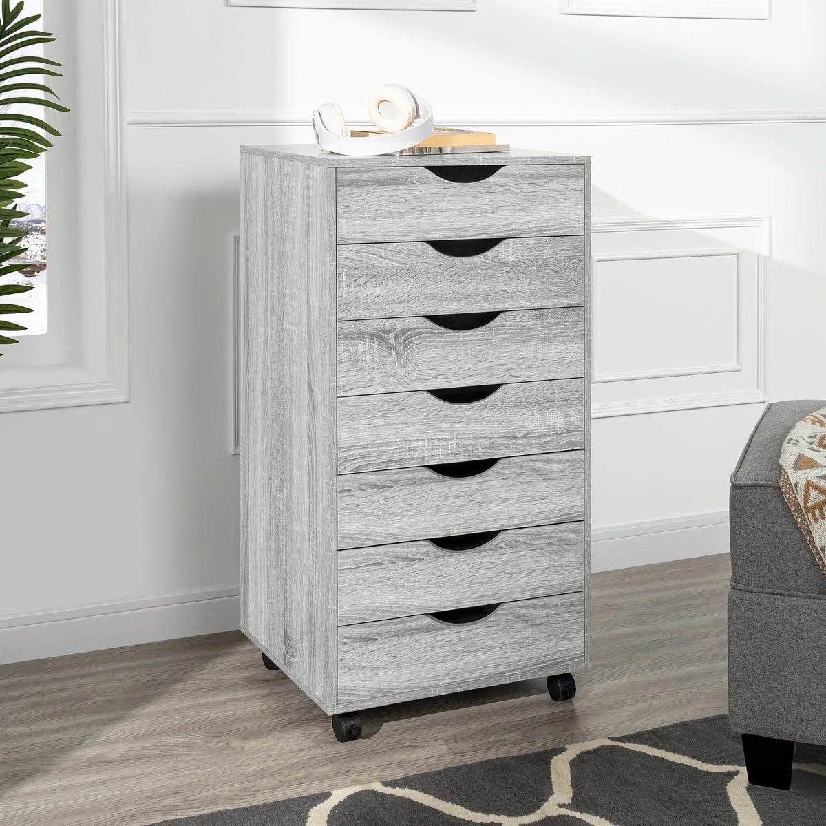 White Wooden Mobile File Cabinet E46704