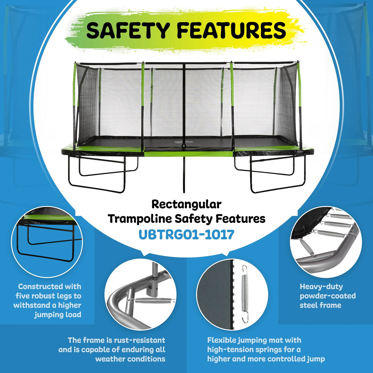 10' X 17' Rectangular Trampoline Set with Enclosure System C4334