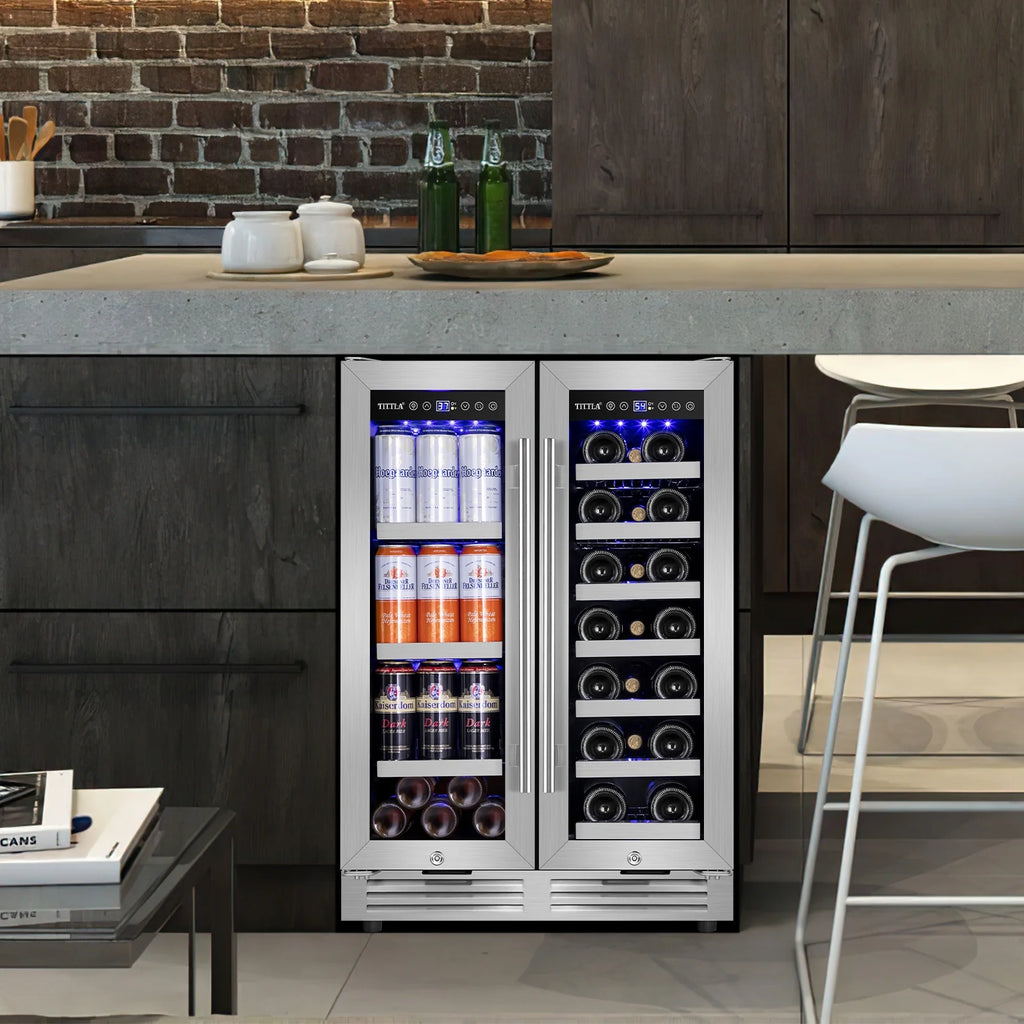Built in Wine Cooler Beverage Cooler 18-Wine Bottles and 57 Cans Dual Zone S9440