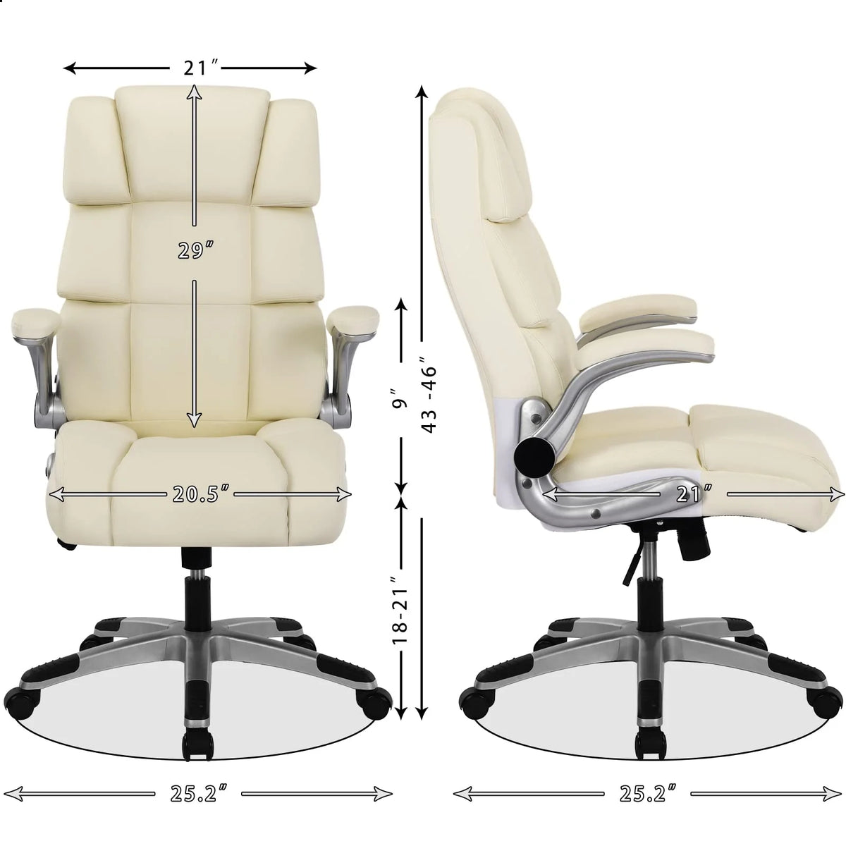 White Ergonomic Office Chair with Flip-up Armrests C55904