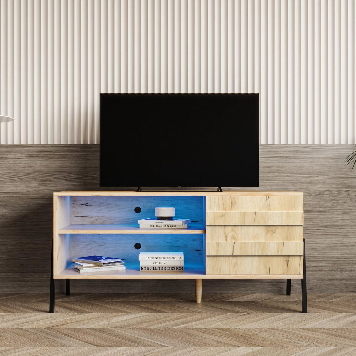 Mid-century modern Wooden TV Console with Storage L206