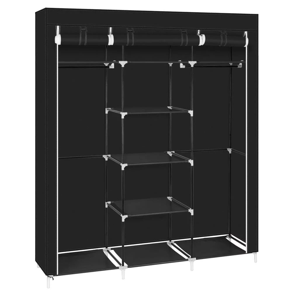 Black Fabric Wardrobe Closet Organizer W3358