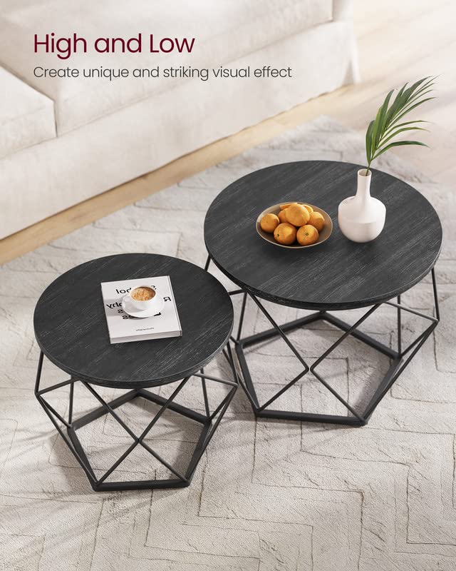 Round Coffee Table Set of 2 Steel Frame I5360